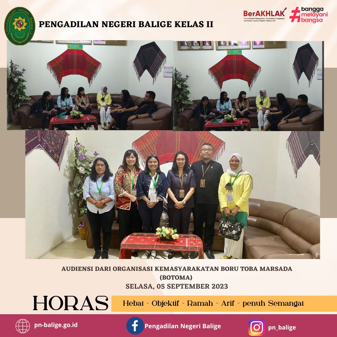 audiensi dari Organisasi Kemasyarakatan Boru Toba Marsada (BOTOMA) 
